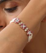 Red rose gold polki bracelet