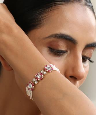 Red rose gold polki bracelet 2