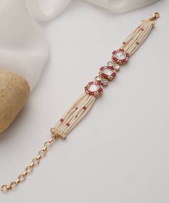 Red rose gold polki bracelet 3
