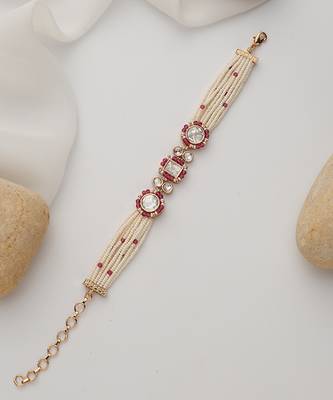 Red rose gold polki bracelet 4