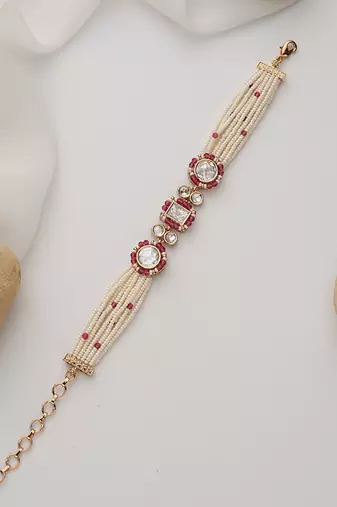 Red rose gold polki bracelet