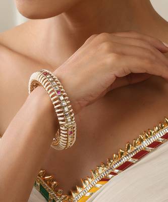 Red rose gold polki kada 1