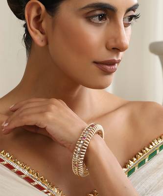 Red rose gold polki kada 2