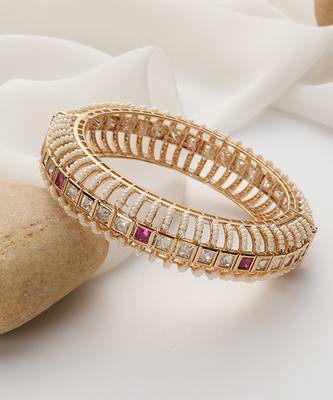 Red rose gold polki kada 4
