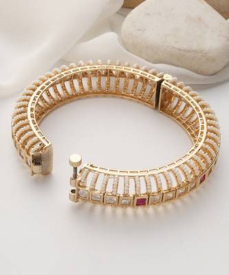 Red rose gold polki kada 5