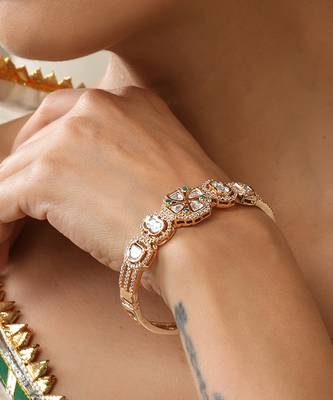Green rose gold polki bracelet 1