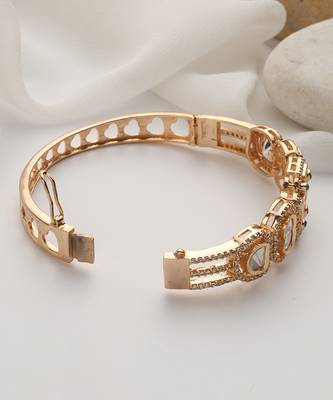 Green rose gold polki bracelet 2