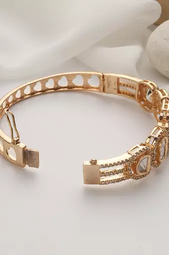 Green rose gold polki bracelet