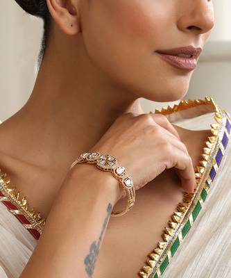 Green rose gold polki bracelet 3