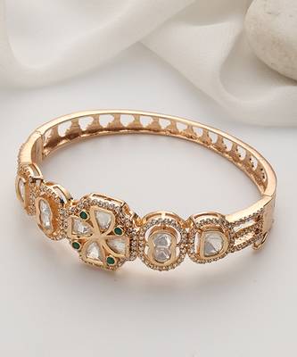 Green rose gold polki bracelet 4