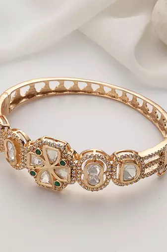 Green rose gold polki bracelet