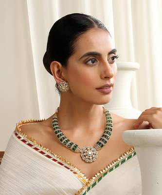 Green polki hasli necklace set 1