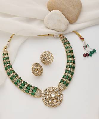 Green polki hasli necklace set 2