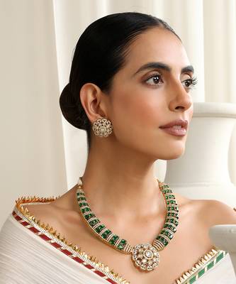 Green polki hasli necklace set 3