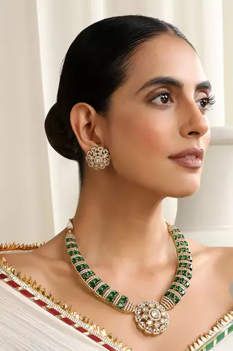Green polki hasli necklace set