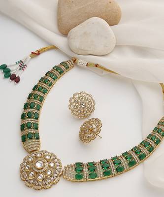 Green polki hasli necklace set 4