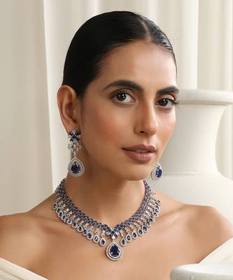 Blue zirconia necklace set 2