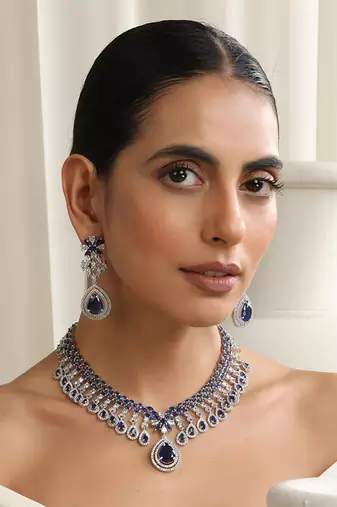 Blue zirconia necklace set