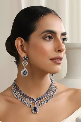 Blue zirconia necklace set