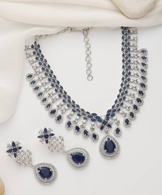 Blue zirconia necklace set 4