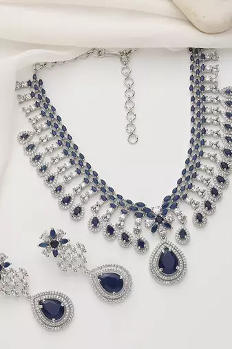 Blue zirconia necklace set