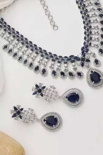 Blue zirconia necklace set