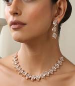 Rose gold polki necklace set