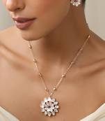 Red rose gold polki pendant set