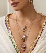 Red polki layered necklace set