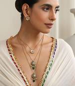 Green polki layered necklace set