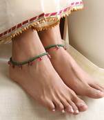 Red and green beaded anklets