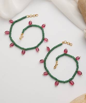 Red and green beaded anklets 5