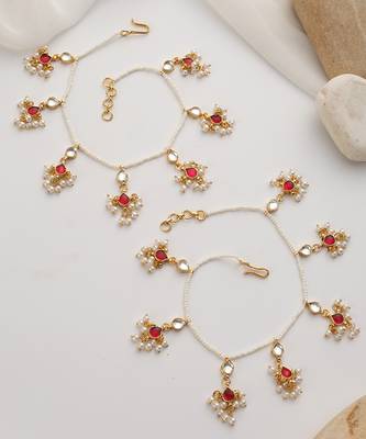 Red kundan anklets 2