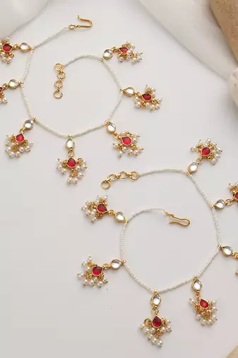 Red kundan anklets