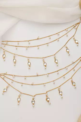 Gold pearl anklets