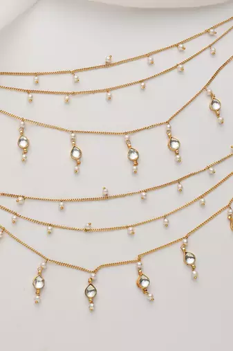 Gold pearl anklets
