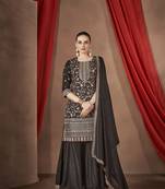 Black embroidered vichitra stitched Palazzo suit