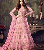 Pink embroidered net anarkali suits