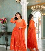Orange  choli style anarkali set