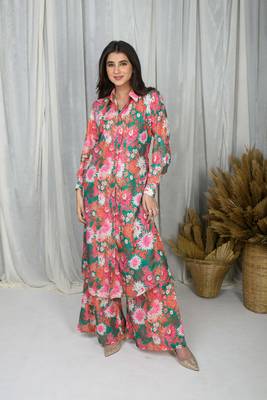 Green  printed water sequin co-ord set 1