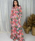 Green  printed water sequin co-ord set