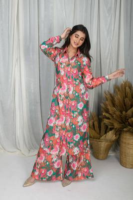 Green  printed water sequin co-ord set 2
