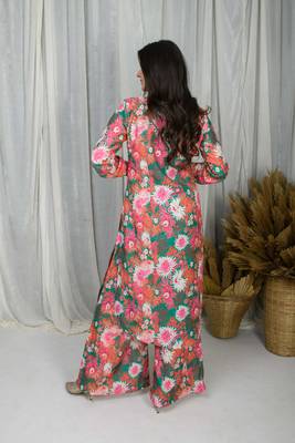 Green  printed water sequin co-ord set 4