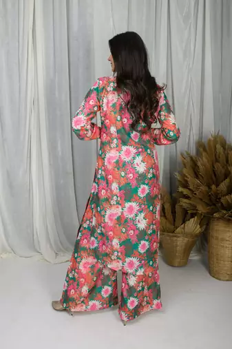 Green  printed water sequin co-ord set