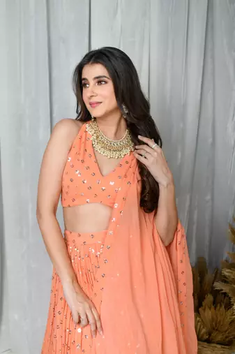 Peach Lehenga Set