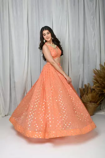 Peach Lehenga Set