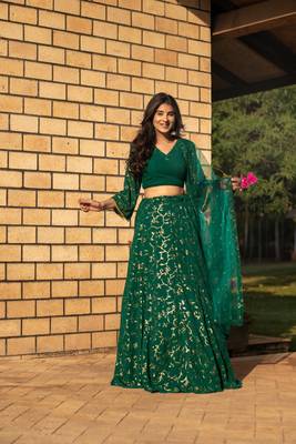 Rama Green All Over Work Lehenga 1