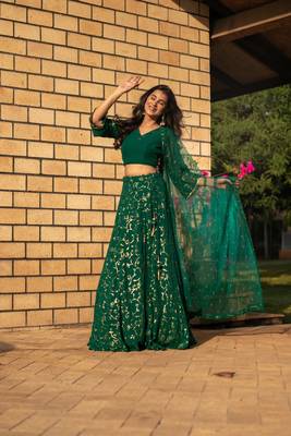 Rama Green All Over Work Lehenga 2