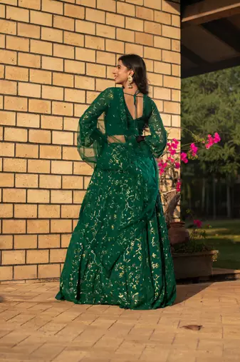 Rama Green All Over Work Lehenga