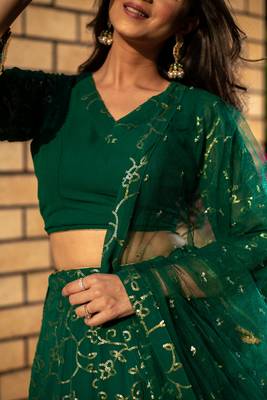 Rama Green All Over Work Lehenga 4